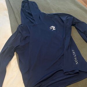 Greyson Navy Lightweight Pullover with brewery logo